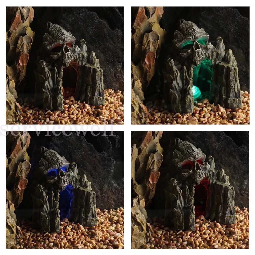 Aquarium Skull Cave Fish Tank Mountain Decoration Rock Decor Artificial Resin - Image 3