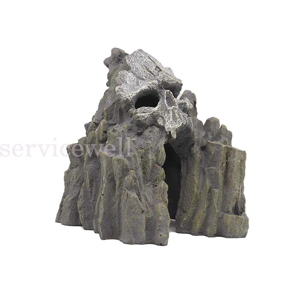 Aquarium Skull Cave Fish Tank Mountain Decoration Rock Decor Artificial Resin - Image 7