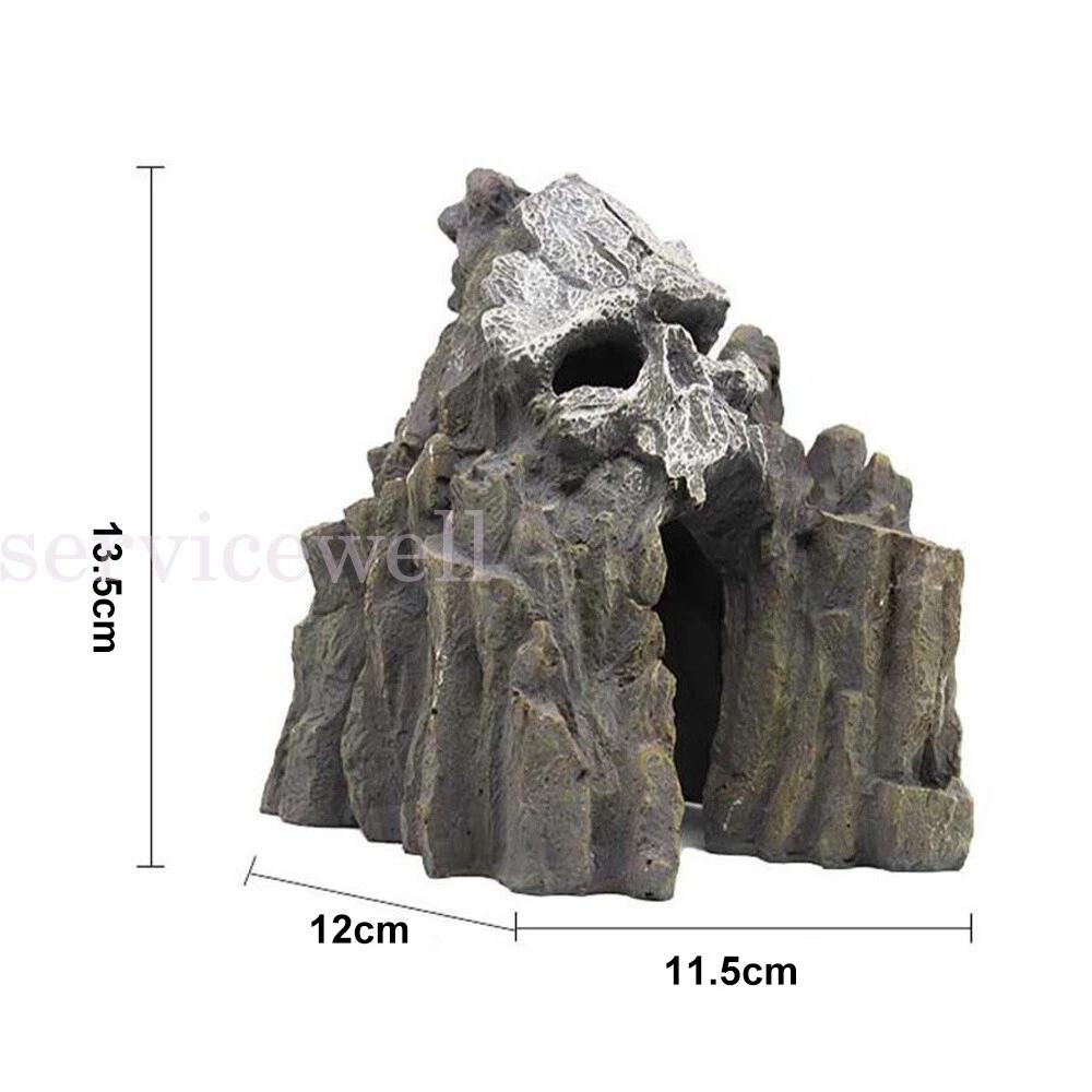 Aquarium Skull Cave Fish Tank Mountain Decoration Rock Decor Artificial Resin - Image 5