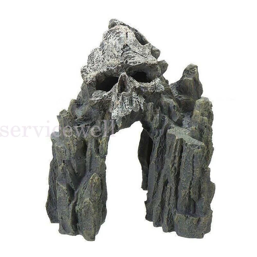 Aquarium Skull Cave Fish Tank Mountain Decoration Rock Decor Artificial Resin - Image 4