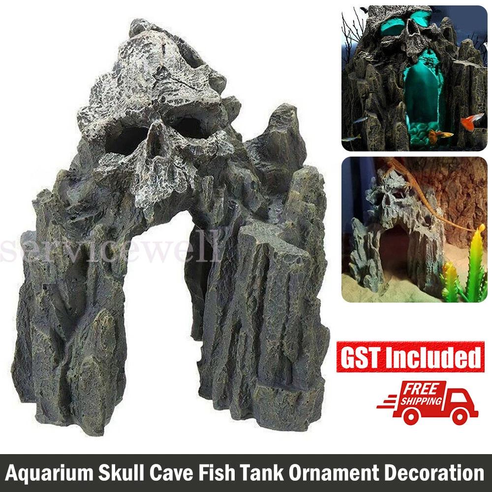 Aquarium Skull Cave Fish Tank Mountain Decoration Rock Decor Artificial Resin