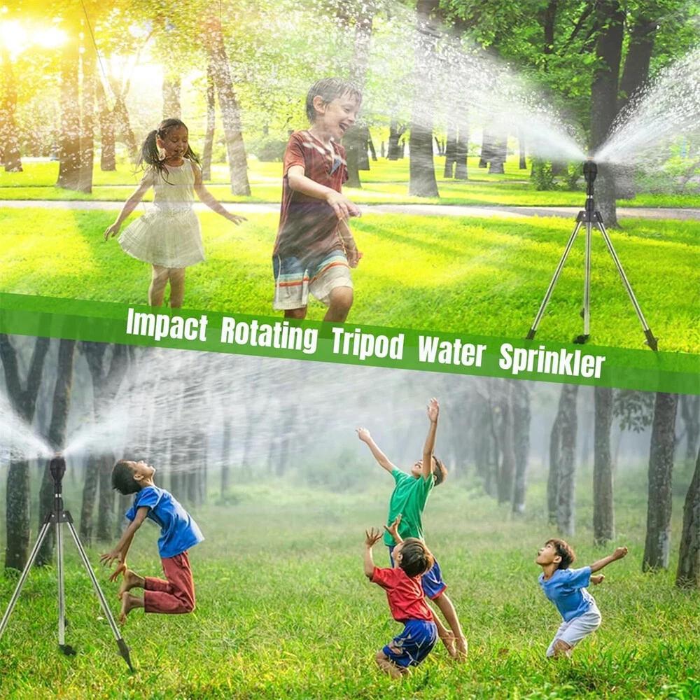 Automatic Rotating Sprinkler w/Tripod 360° Watering Nozzle for Garden Irrigation - Image 6