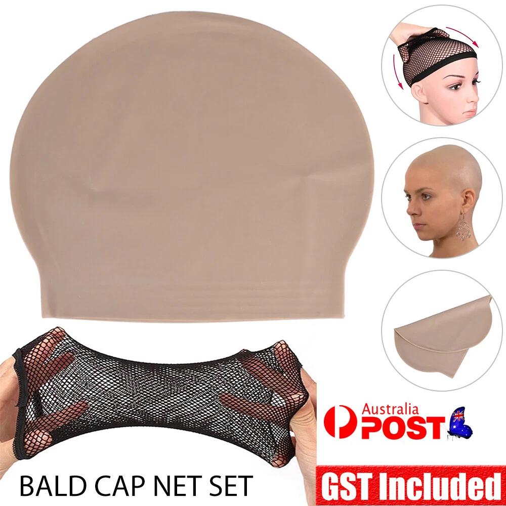 Bald Skin Head Unisex Funny Skinhead Dress Fancy Costume Latex Wig Cap Net Set