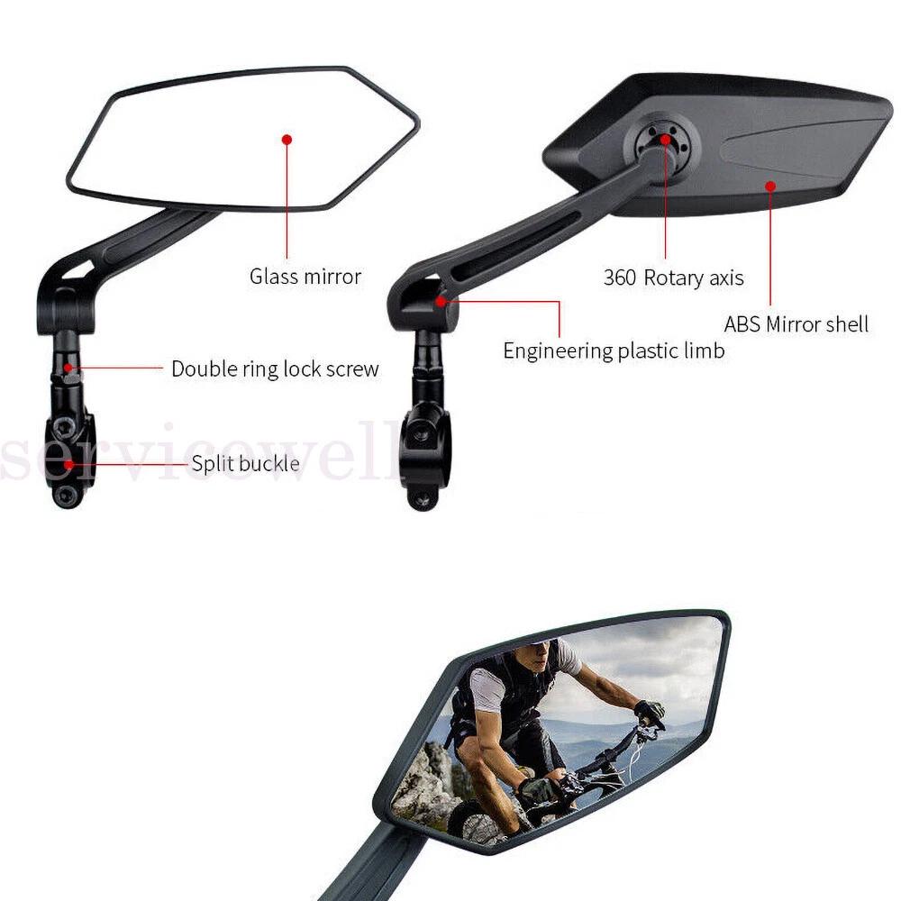 Bicycle Bike Cycle Handlebar Rear View Mirrors Rearview Rectangle Back Mirror - Image 4