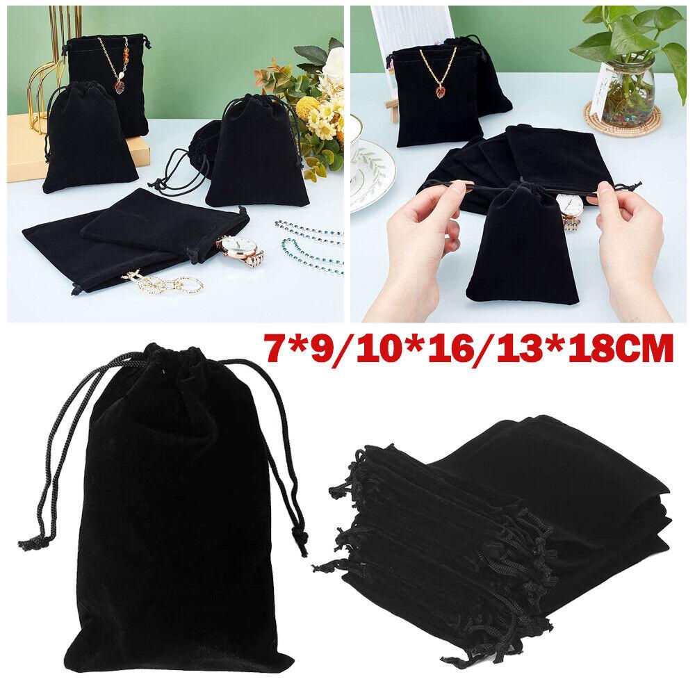 Black Velvet Pouch Drawstring Bags Wedding Favours Gift Party Jewellery Packing
