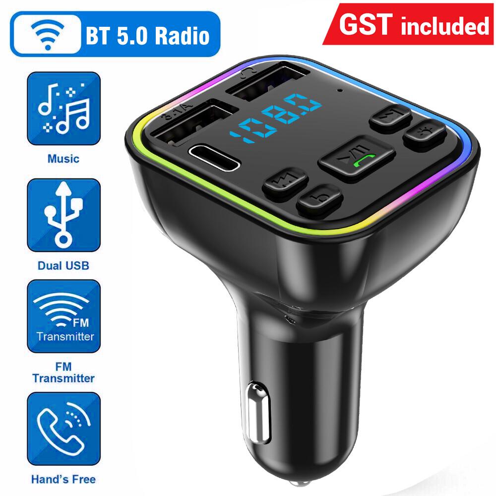 Bluetooth 5.0 Radio Car Kit Wireless FM Transmitter Dual USB Charger MP3 Player