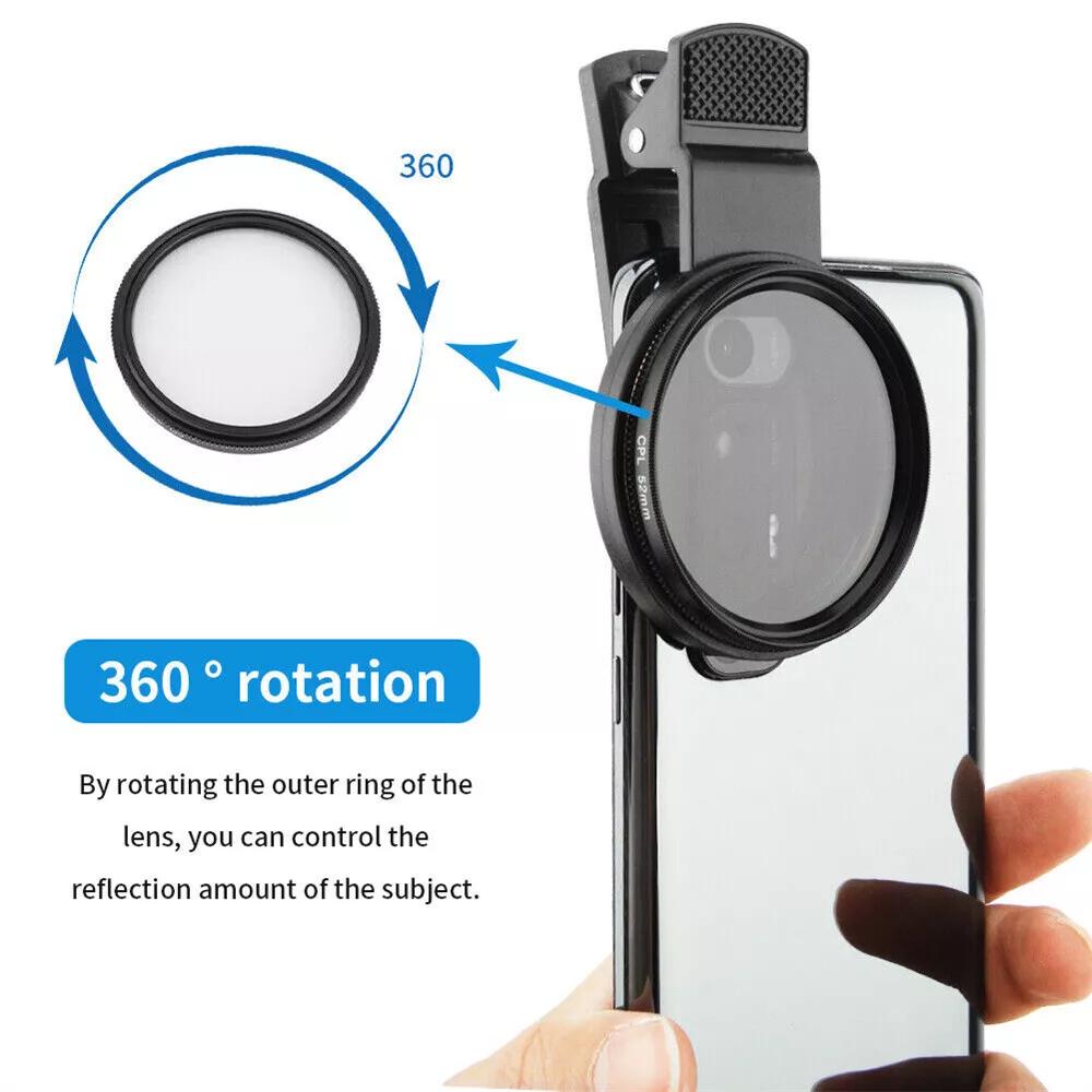 CPL Filter HD Clip On Cover Polarizer Lens Clip Phone Camera Lens 52mm - Image 3