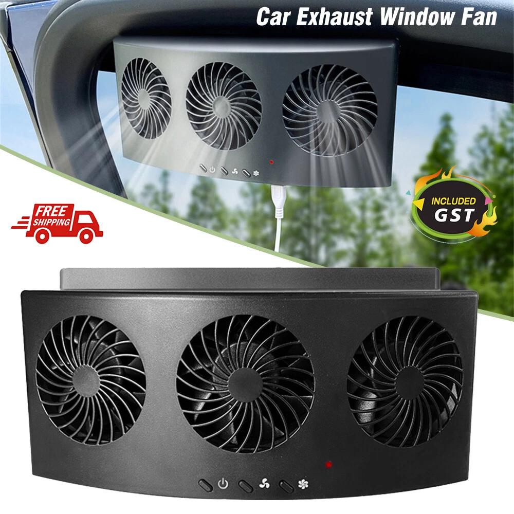 Car Exhaust Window Fan Cooler Air Vent Cooling Fans Ventilator 3Heads Adjustable