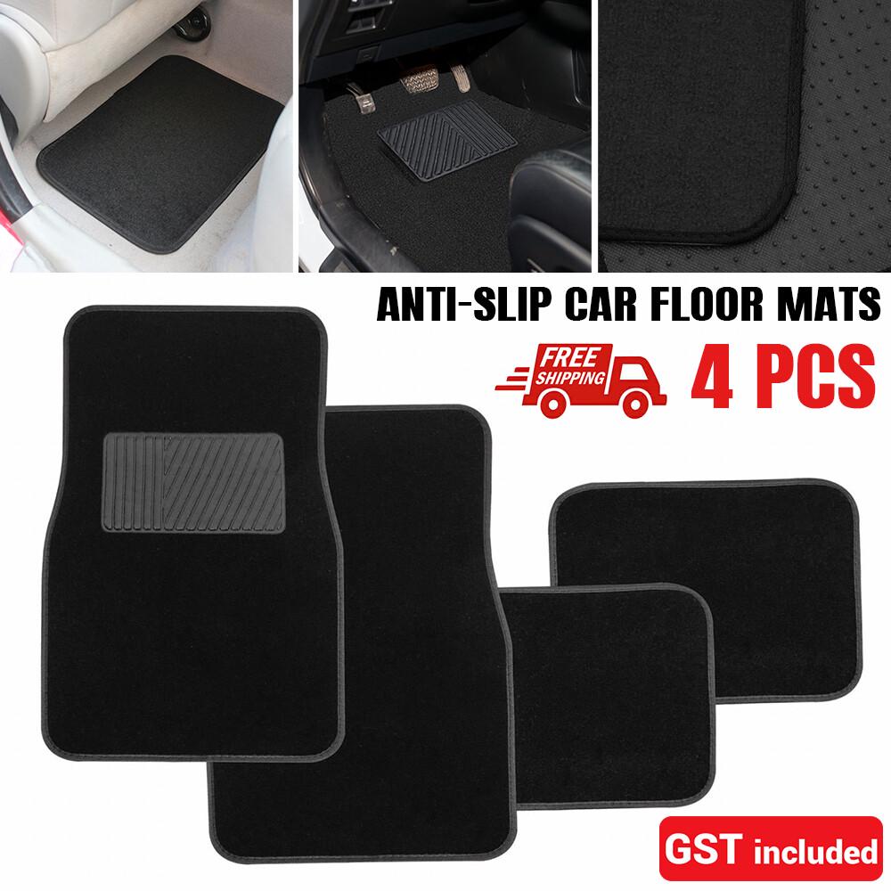 Car Floor Mats Universal 4PCS Carpet Front Rear Set Anti-slip Mat Charcoal Black