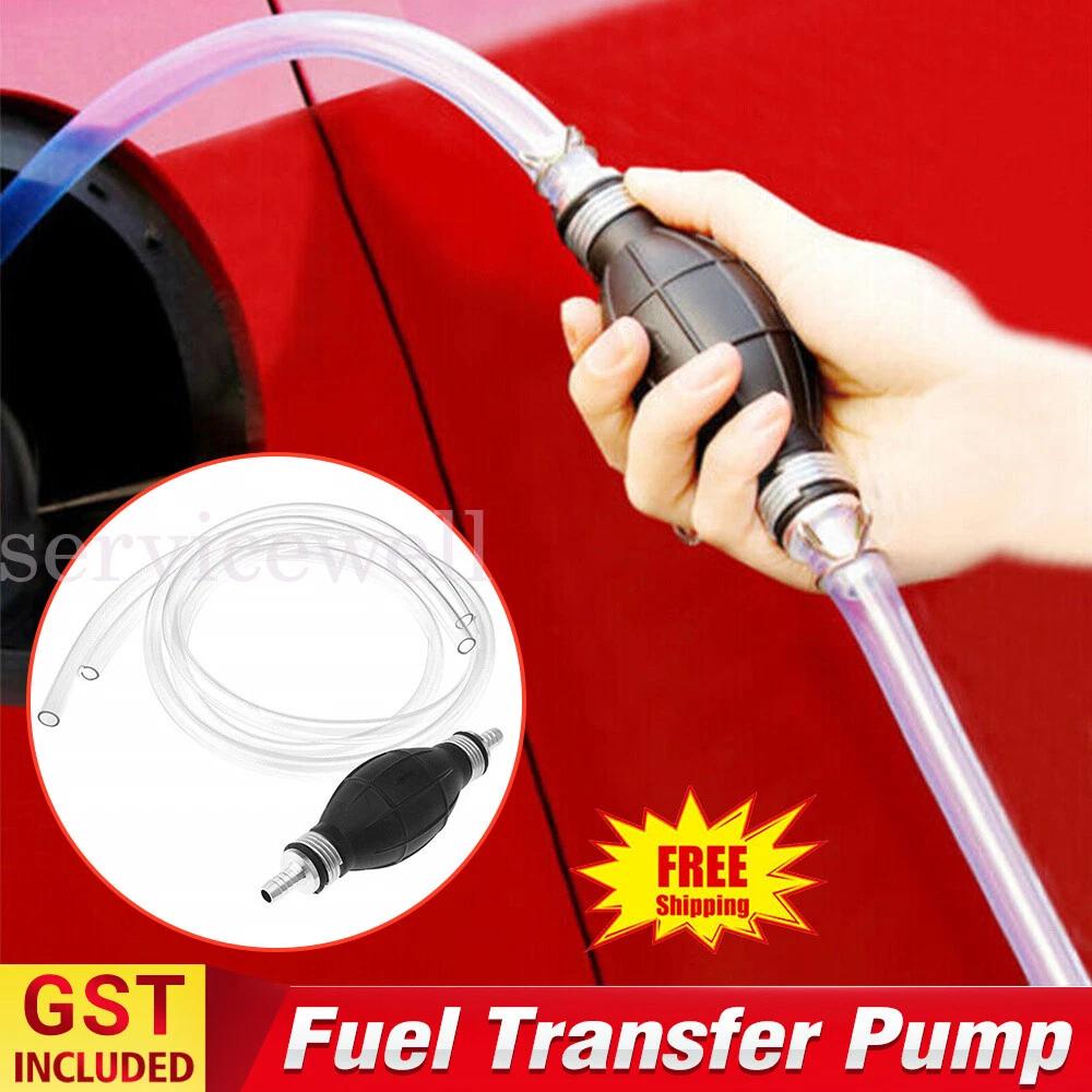 Car Manual Hand Water Oil Liquid Petrol Fuel Transfer Pump Siphon-Pipe Hose tool