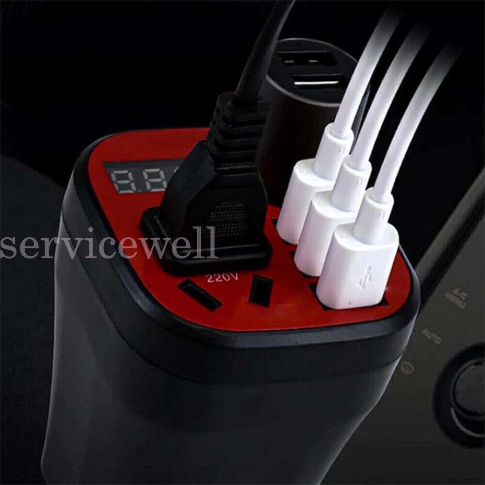 Car Mounted Cup Type Inverter Converter QC Charger, Car Power Converter 12V/24V - Image 2