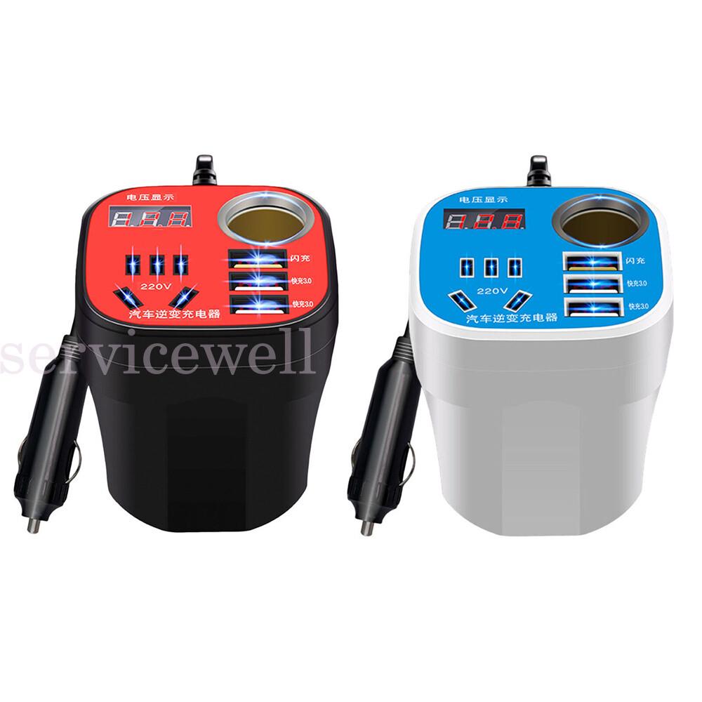 Car Mounted Cup Type Inverter Converter QC Charger, Car Power Converter 12V/24V - Image 3