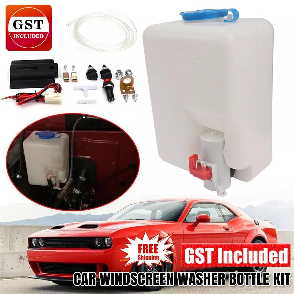 Car Windscreen Washer Bottle Kit with Pump Button Switch Wiring 12V Universal