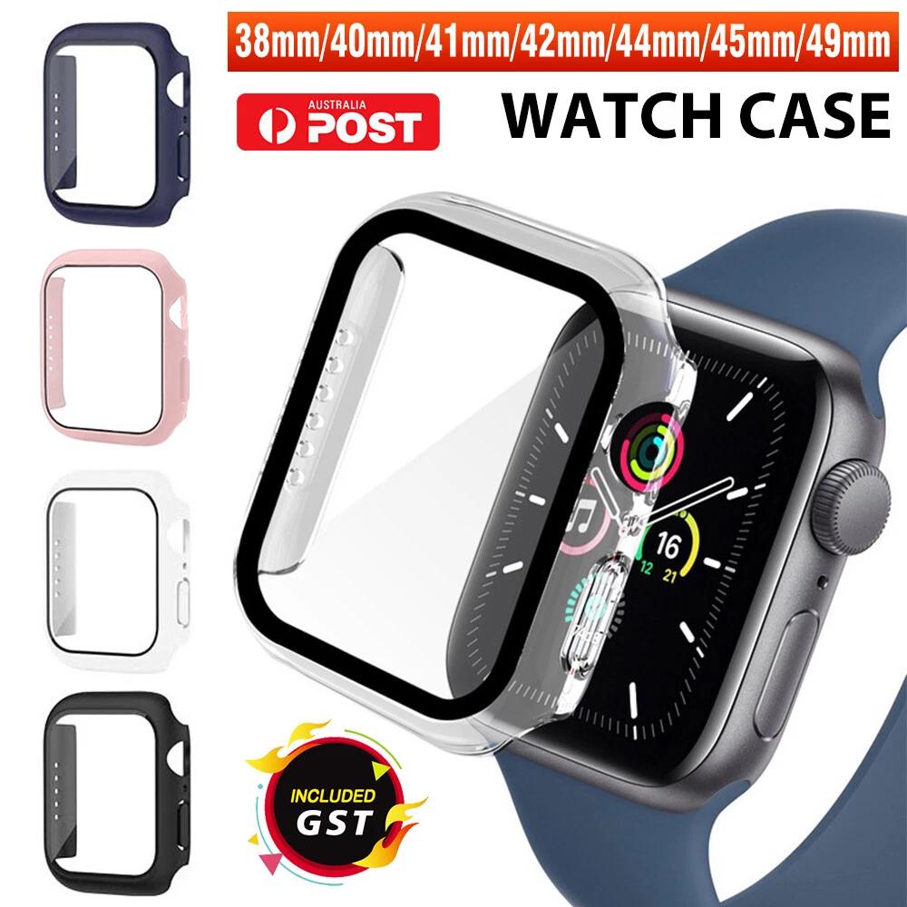 Case Full Glass Cover 38 49 41 42 45 40 44 For Apple Watch Series SE 9 8 7 6 5 4