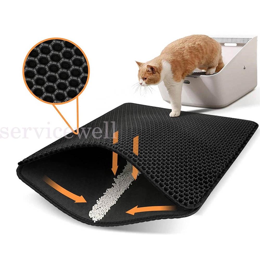 Cat Home Large Kitty Litter Box Double Layer Trapping Sifting Mats Waterproof
