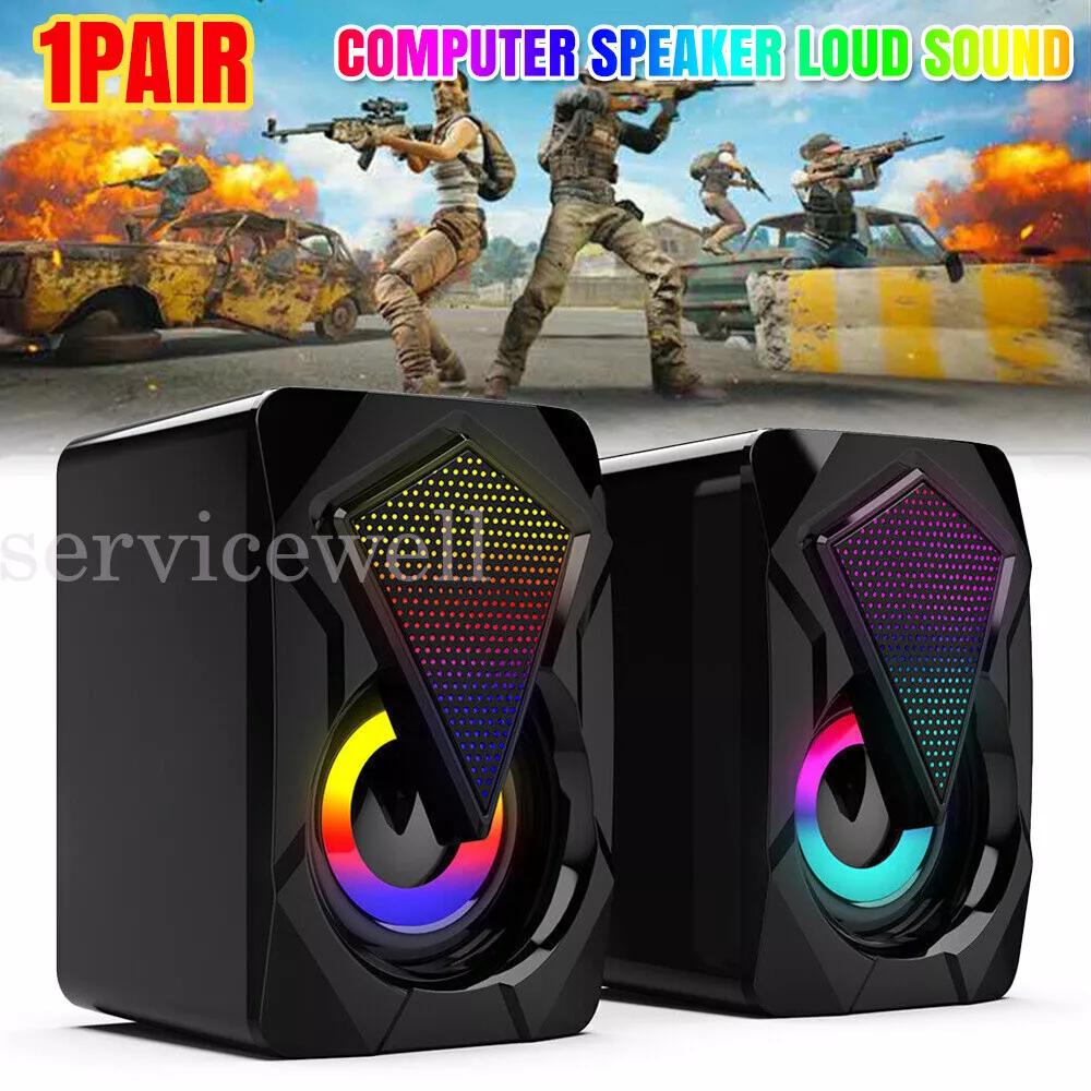Computer Speaker Loud Sound with LED RGB Light for PC Laptop Stereo Desktop X2