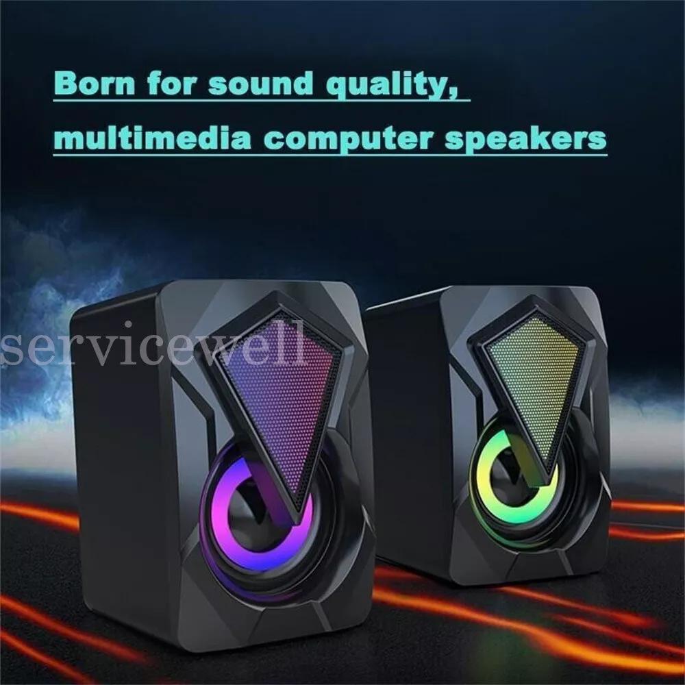 Computer Speaker Loud Sound with LED RGB Light for PC Laptop Stereo Desktop X2 - Image 2