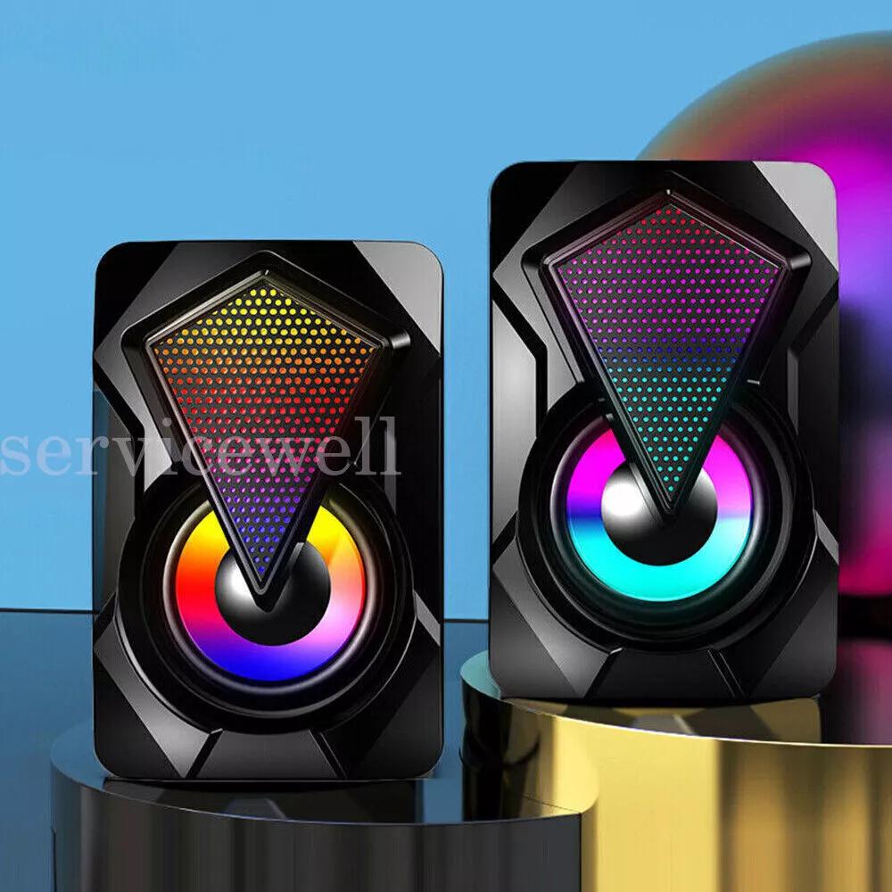 Computer Speaker Loud Sound with LED RGB Light for PC Laptop Stereo Desktop X2 - Image 3