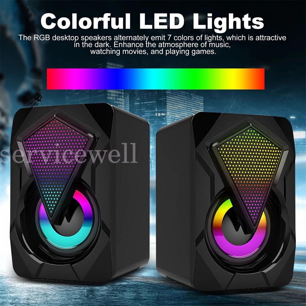 Computer Speaker Loud Sound with LED RGB Light for PC Laptop Stereo Desktop X2 - Image 7