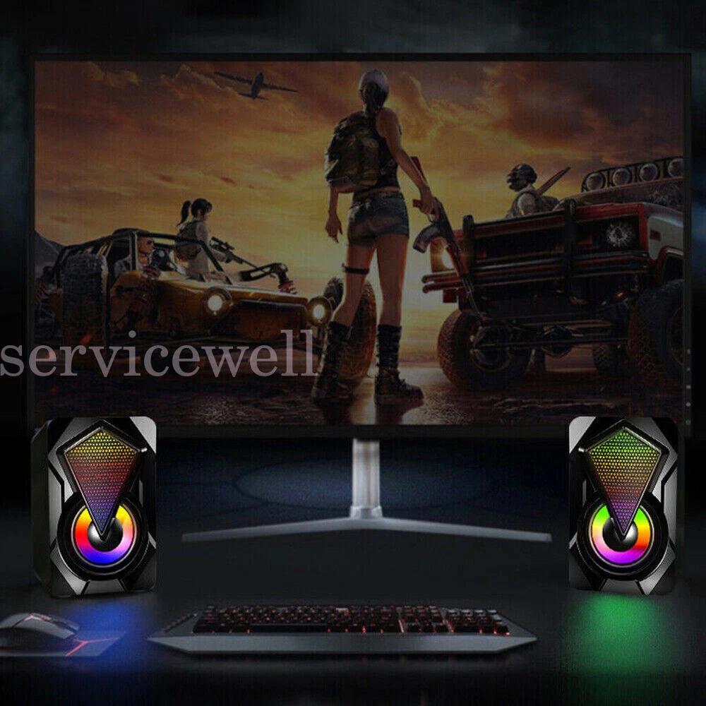 Computer Speaker Loud Sound with LED RGB Light for PC Laptop Stereo Desktop X2 - Image 4