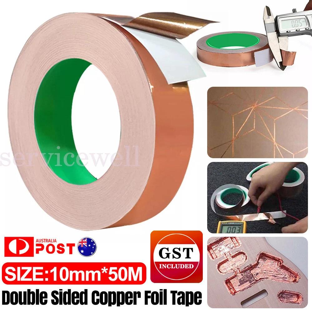 Copper Foil Tape Shielding For Guitar/Slug Snail Barrier Self Adhesive 50M x10mm