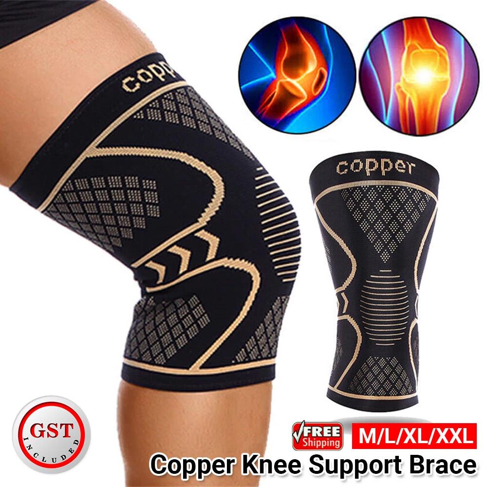 Copper Knee Brace Support Compression Sleeve Football Joint Pain Arthritis Strap