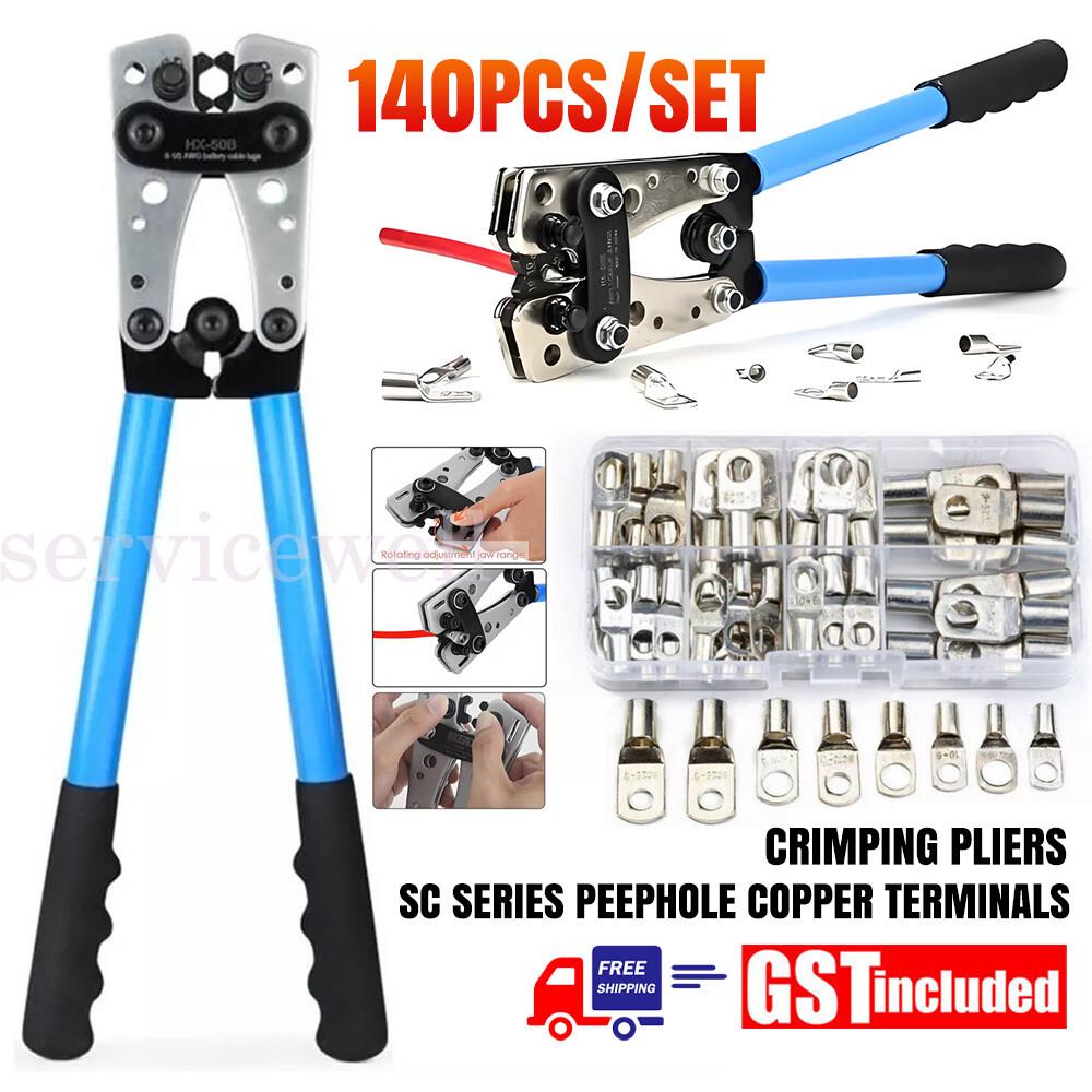 Crimping Tool Cable Lug Crimper Wire Plug Pliers Battery Terminal Assortment Kit