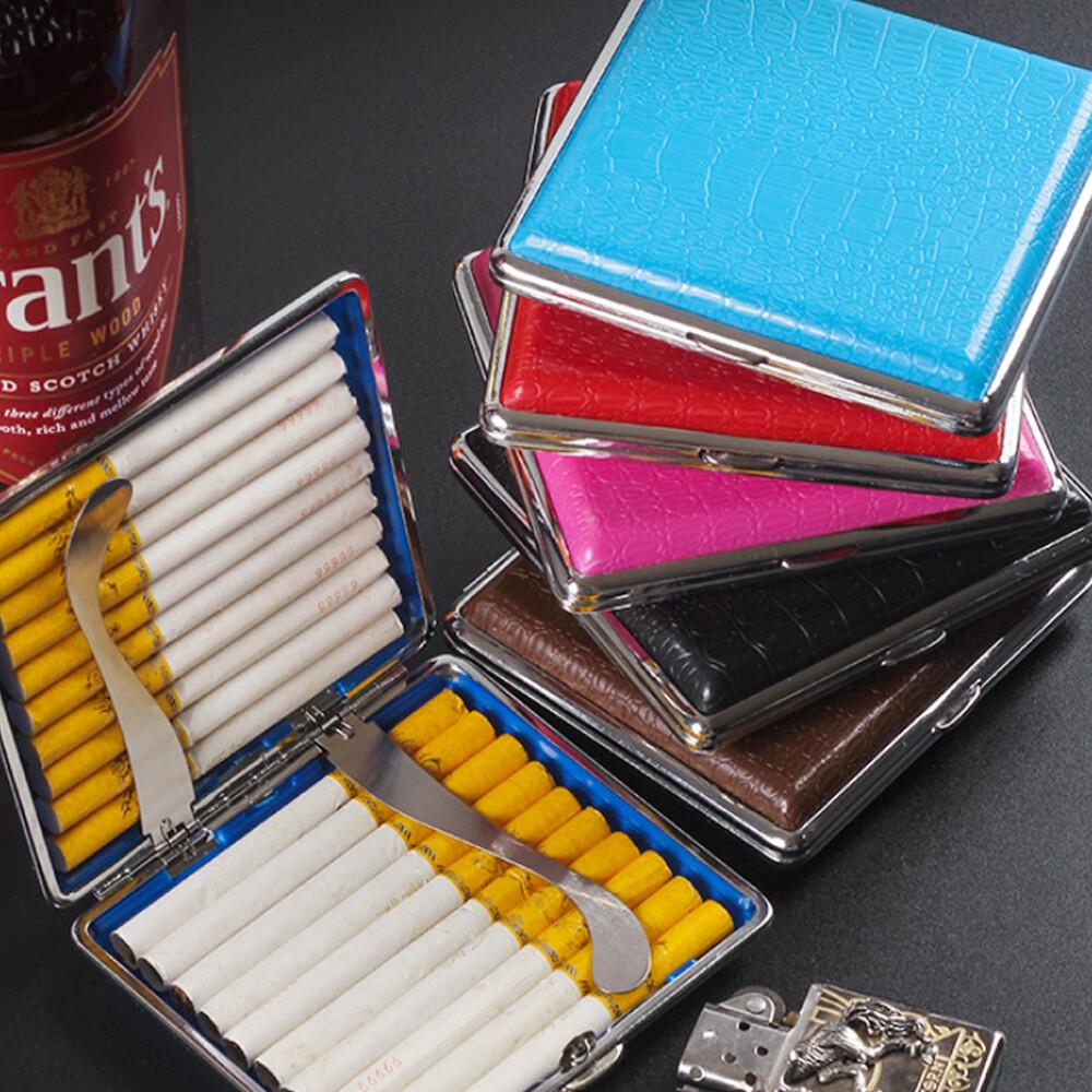 Crocodile Pattern Cigarette Case Steel Slim Pouch Tobacco Holder Wallet - Image 3