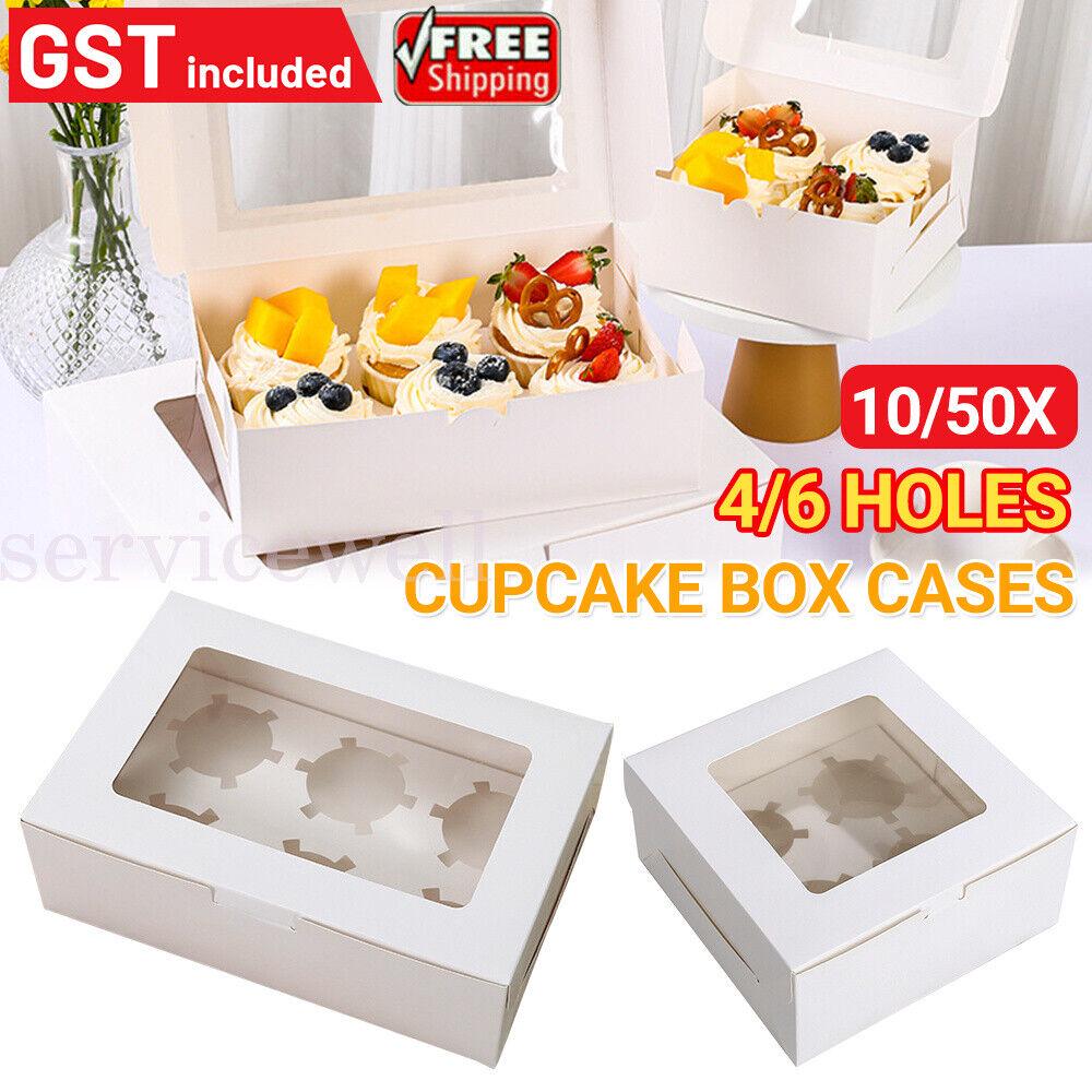Cupcake Display Box 4 Hole 6 holes Window Face Cake Party Favour Wedding Cases