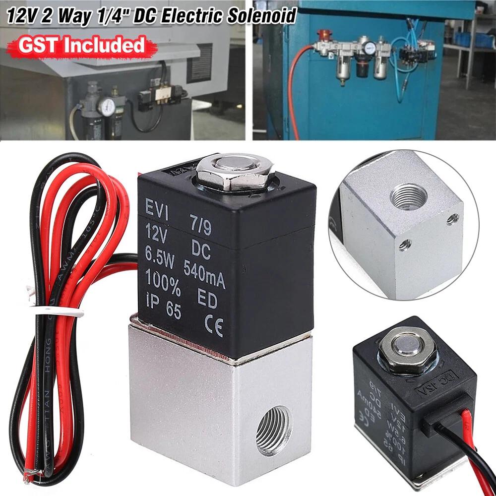 DC 12V 1/4  2 Way Electric Solenoid Air Valve Gas Water Fuel Normally Closed AU