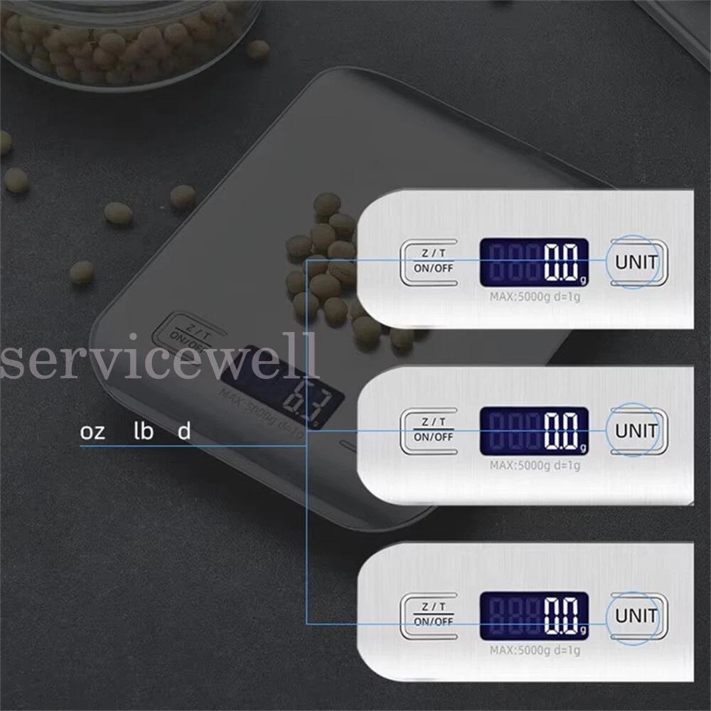 Digital Kitchen Scale LED Display 5Kg/1G Stainless Steel Panel Weighing Scale - Image 4