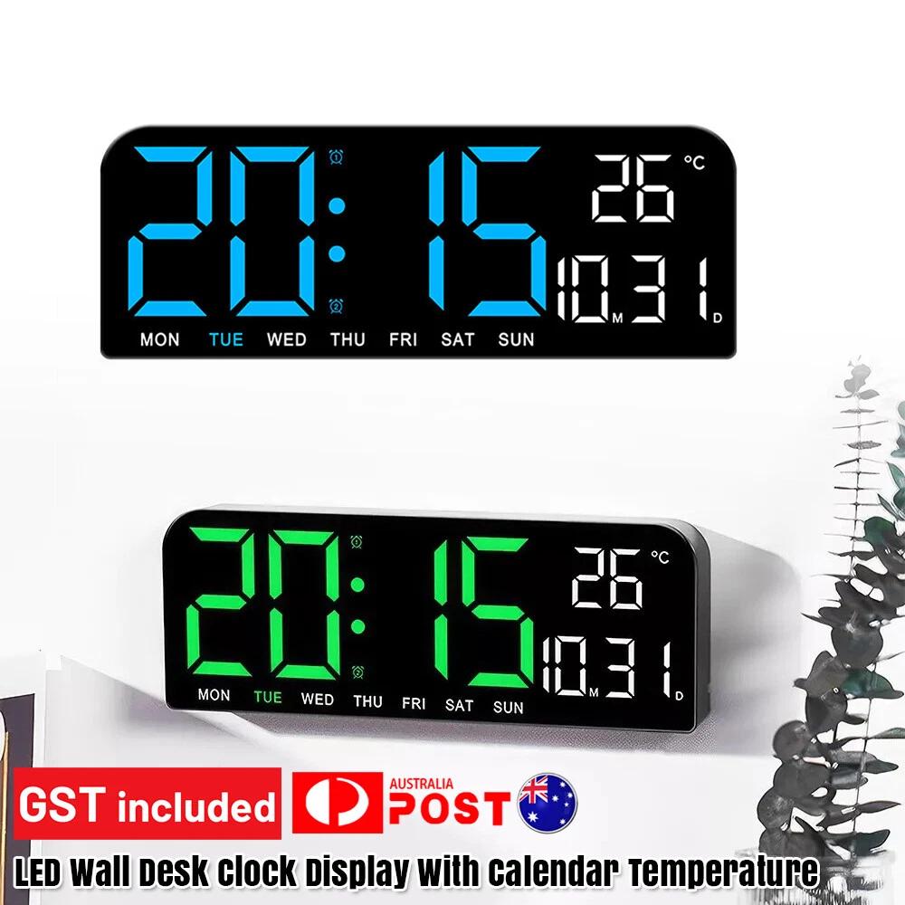 Digital LED Large Display Wall Desk Alarm Clock With Calendar Temperature Date