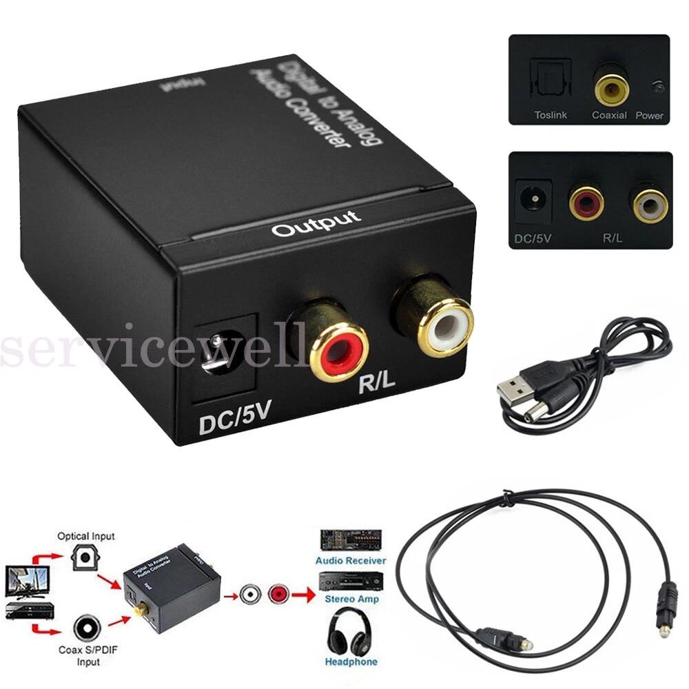 Digital Optical Coax Coaxial Toslink to Analog Audio Converter Adapter RCA DAC