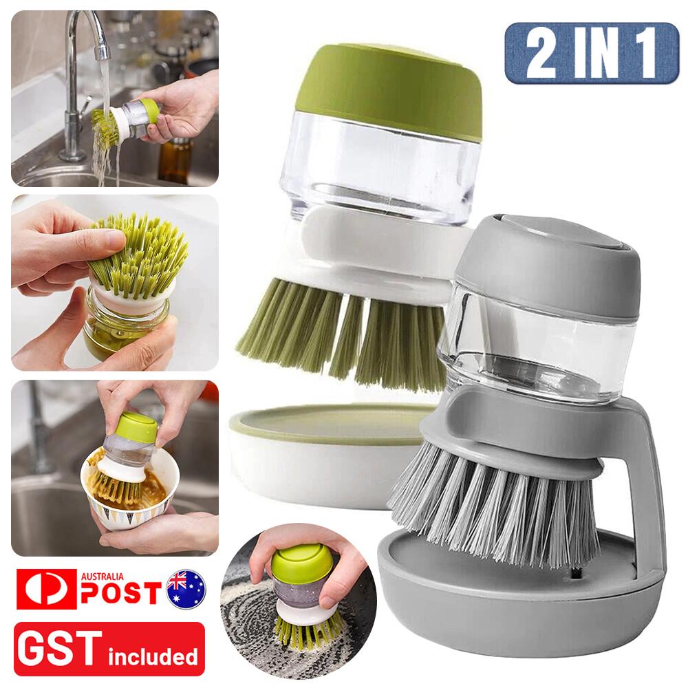 Dish Scrub Brush with Soap Dispenser Palm Scrub Washing Brush Pressing Cleaner