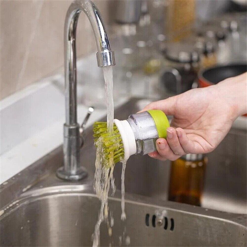 Dish Scrub Brush with Soap Dispenser Palm Scrub Washing Brush Pressing Cleaner - Image 7
