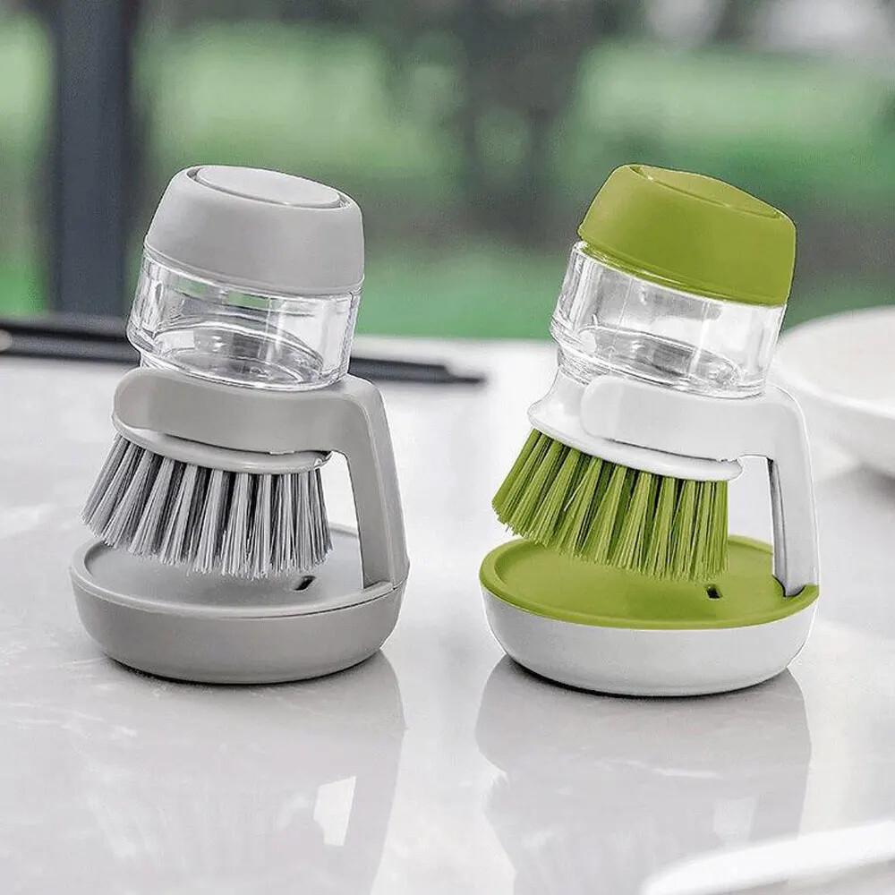 Dish Scrub Brush with Soap Dispenser Palm Scrub Washing Brush Pressing Cleaner - Image 4