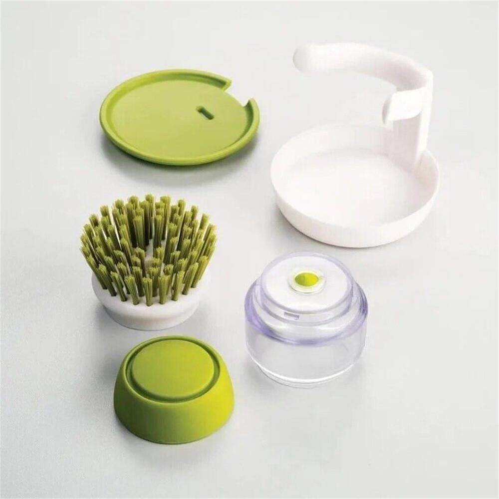 Dish Scrub Brush with Soap Dispenser Palm Scrub Washing Brush Pressing Cleaner - Image 5