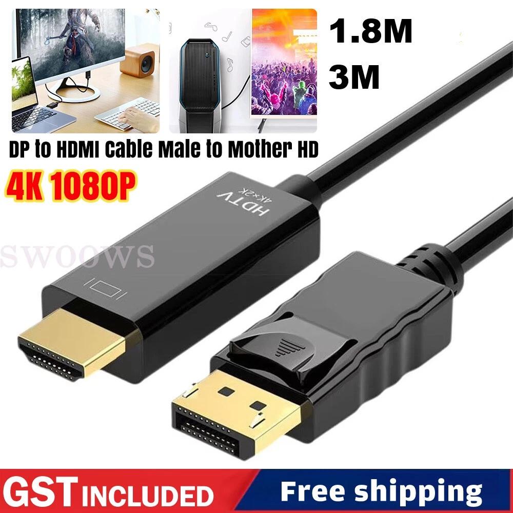 Display Port DP to HDMI Cable Male to Male HD 4K 1080P High Speed Display Port