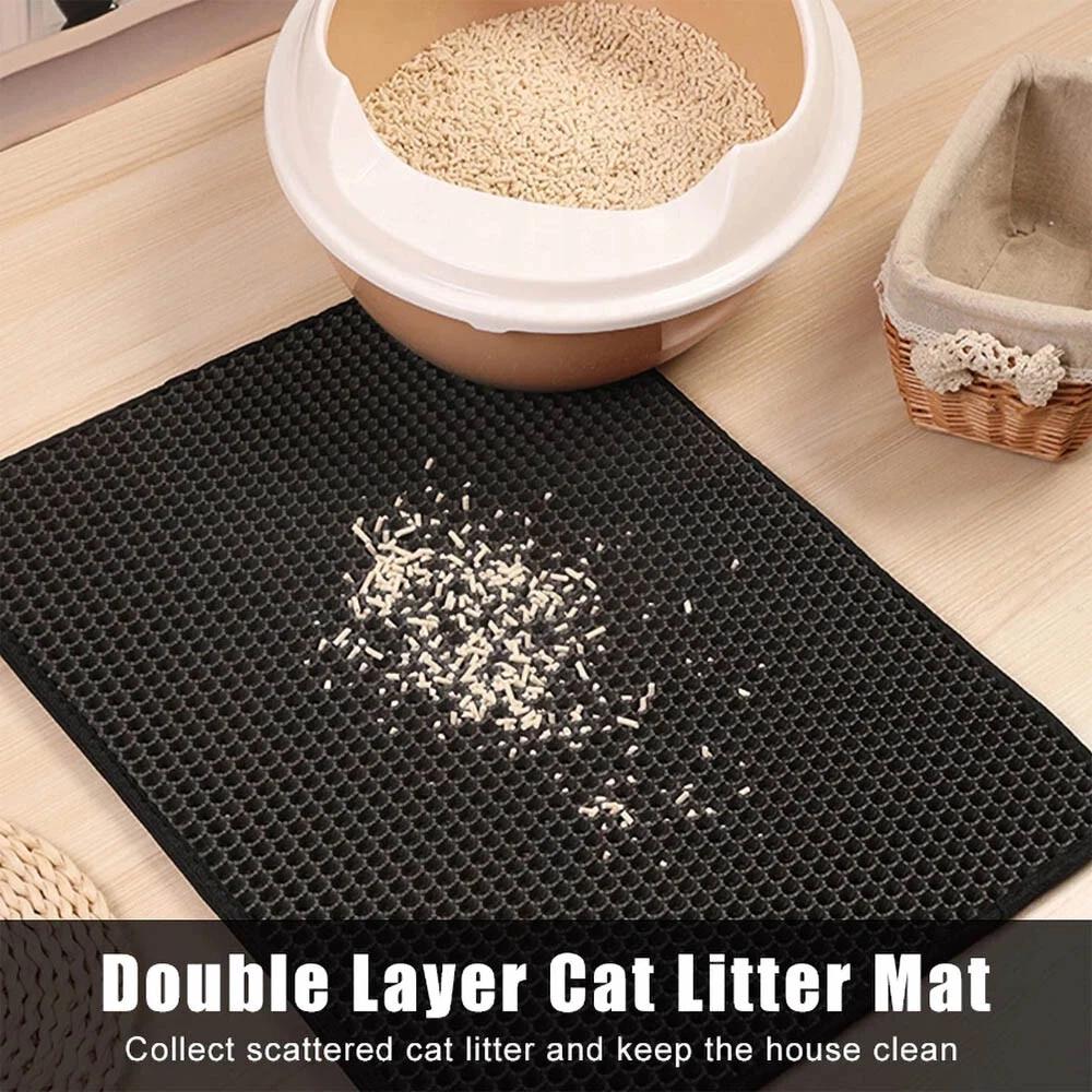 Double Layer Cat Litter Mat Waterproof Trapper Foldable Pad Pet Rug Home 75x55cm - Image 2