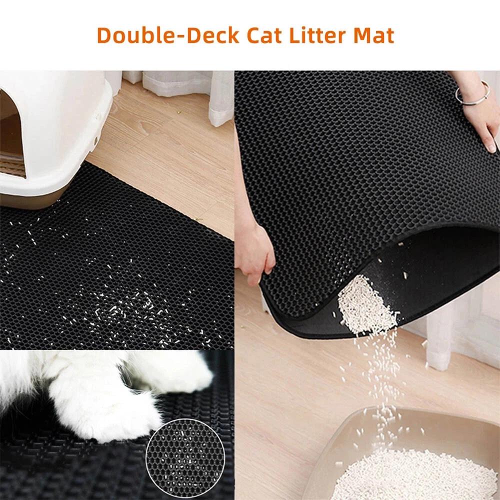 Double Layer Cat Litter Mat Waterproof Trapper Foldable Pad Pet Rug Home 75x55cm - Image 5