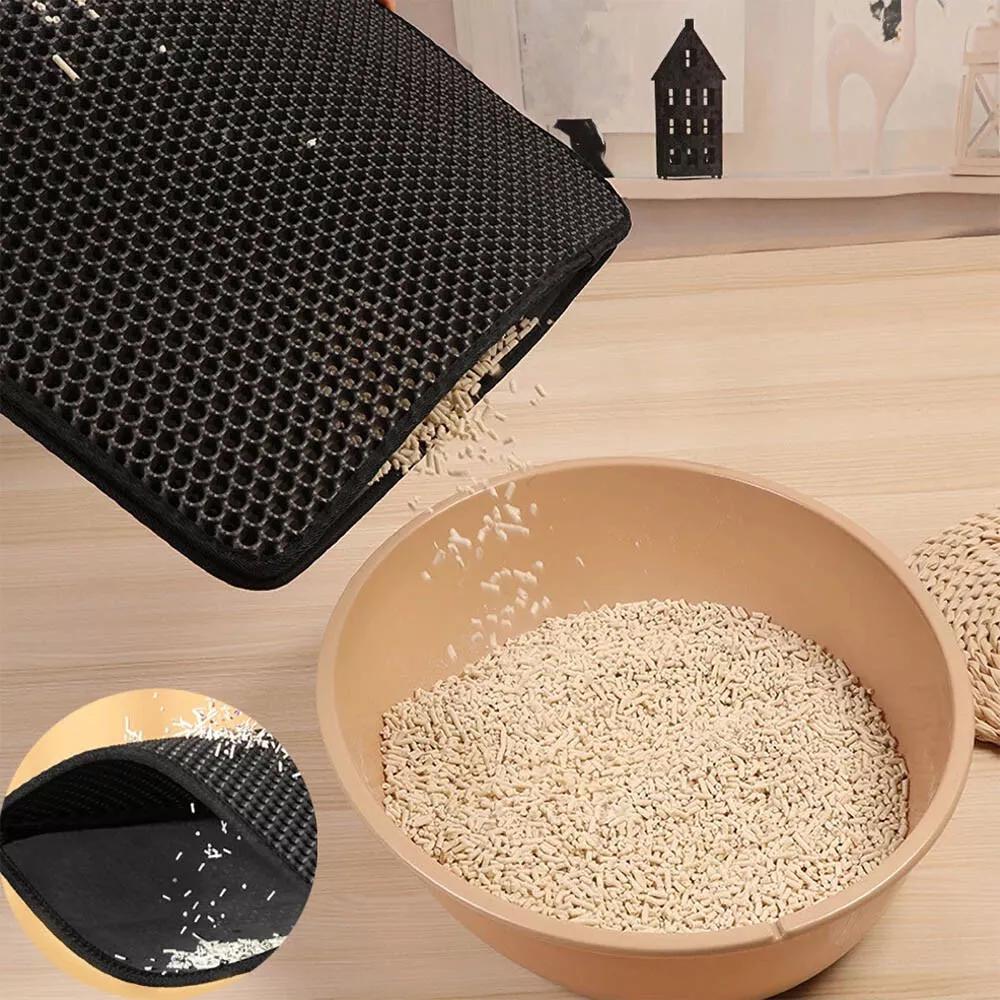 Double Layer Cat Litter Mat Waterproof Trapper Foldable Pad Pet Rug Home 75x55cm - Image 3