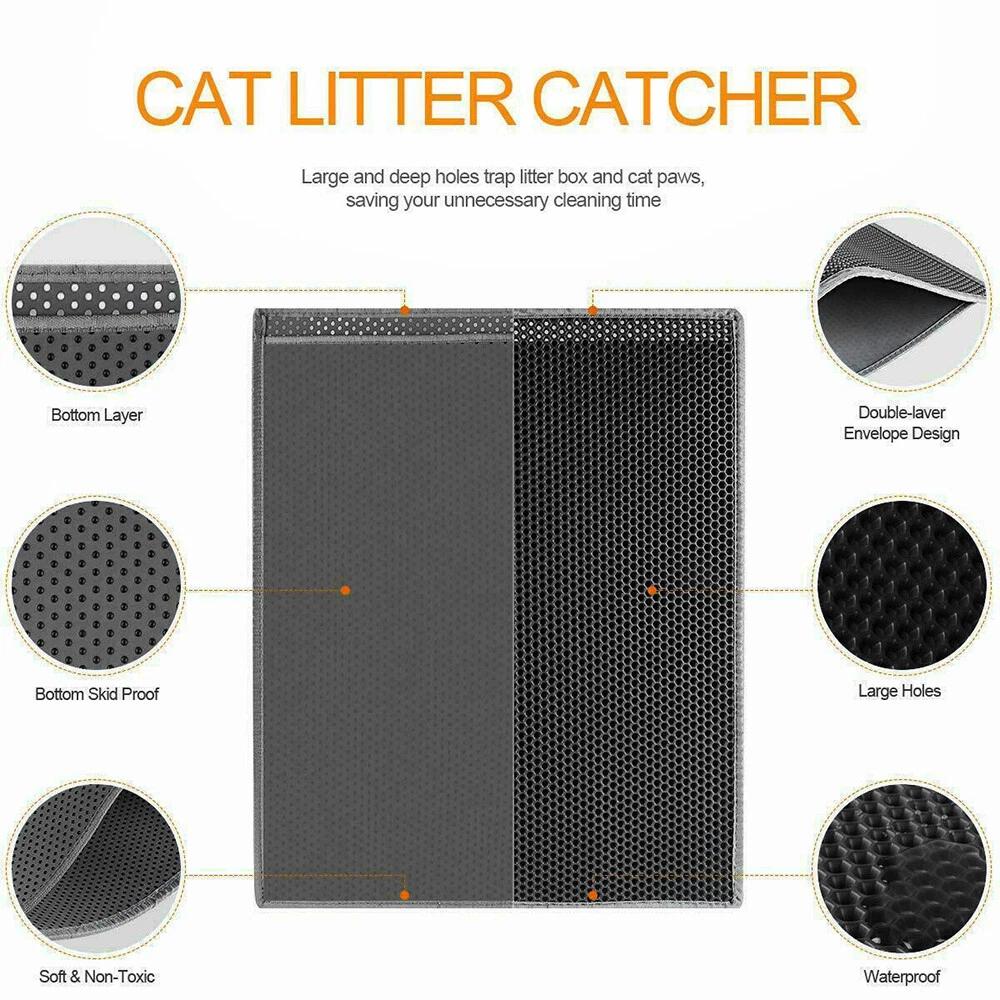 Double Layer Cat Litter Mat Waterproof Trapper Foldable Pad Pet Rug Home 75x55cm - Image 7
