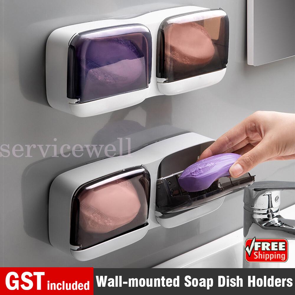 Double Layer Wall Mounted Soap Case Soap Holder Rack Organizer Soap Dish Storage