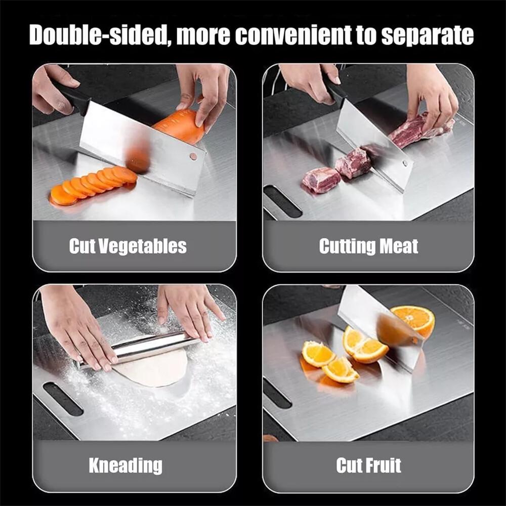 Double Sided 304 Stainless Steel Chopping Board Set Cutting Board for Kitchen AU - Image 7