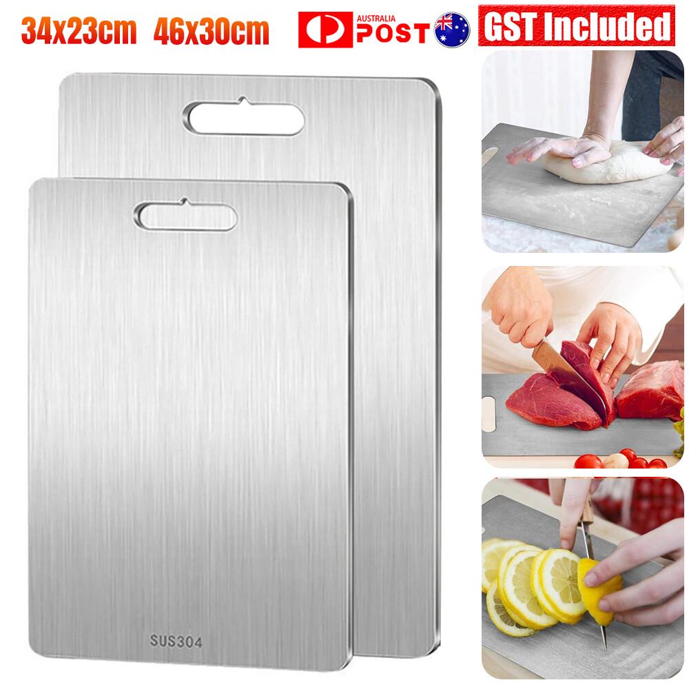 Double Sided 304 Stainless Steel Chopping Board Set Cutting Board for Kitchen AU