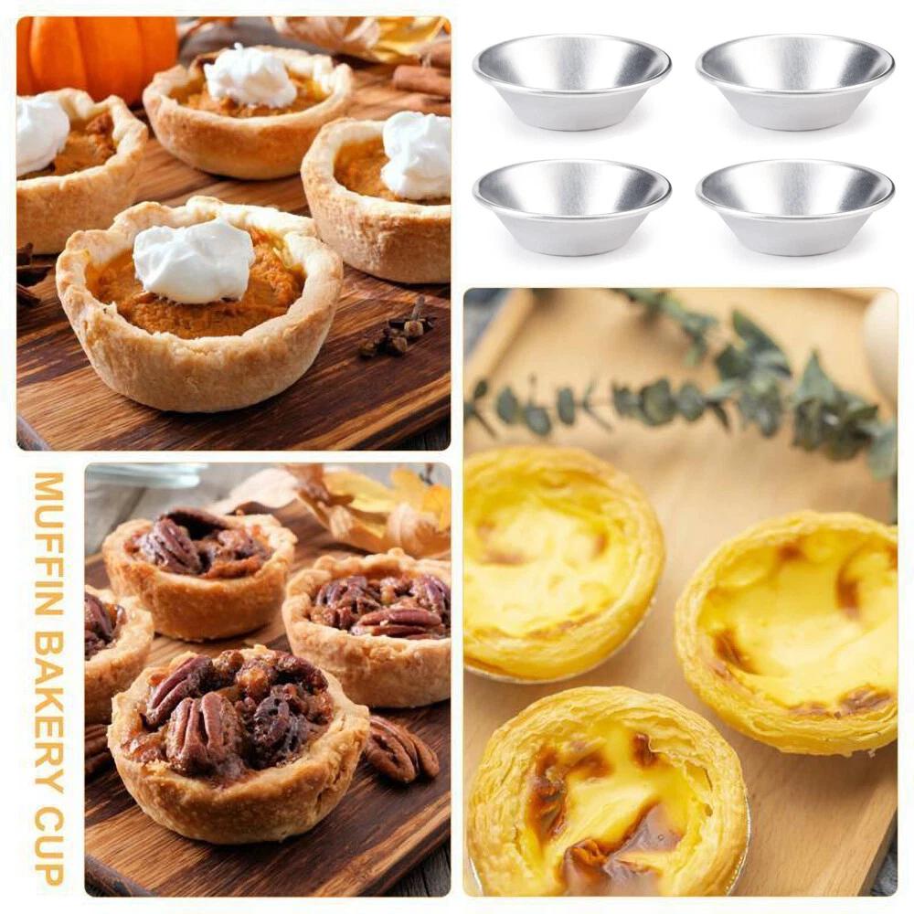 Egg Tart Mould Cake Tins Set Cups Circular Pie Mold Plate Baking Non-Stick Up30x - Image 2