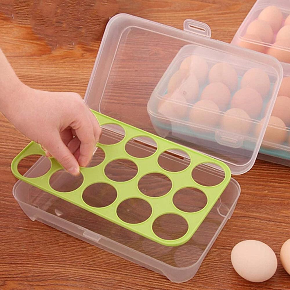 Egg Tray Holder Home Storage Box Kitchen Fridge Crisper Container Organizer - Image 3