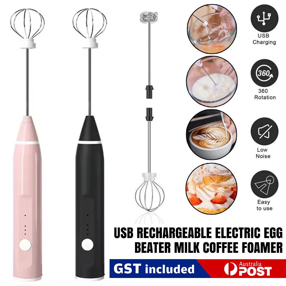Electric Egg Beater Milk Coffee Frother Drink Foamer Mixer Tool USB Rechargeable