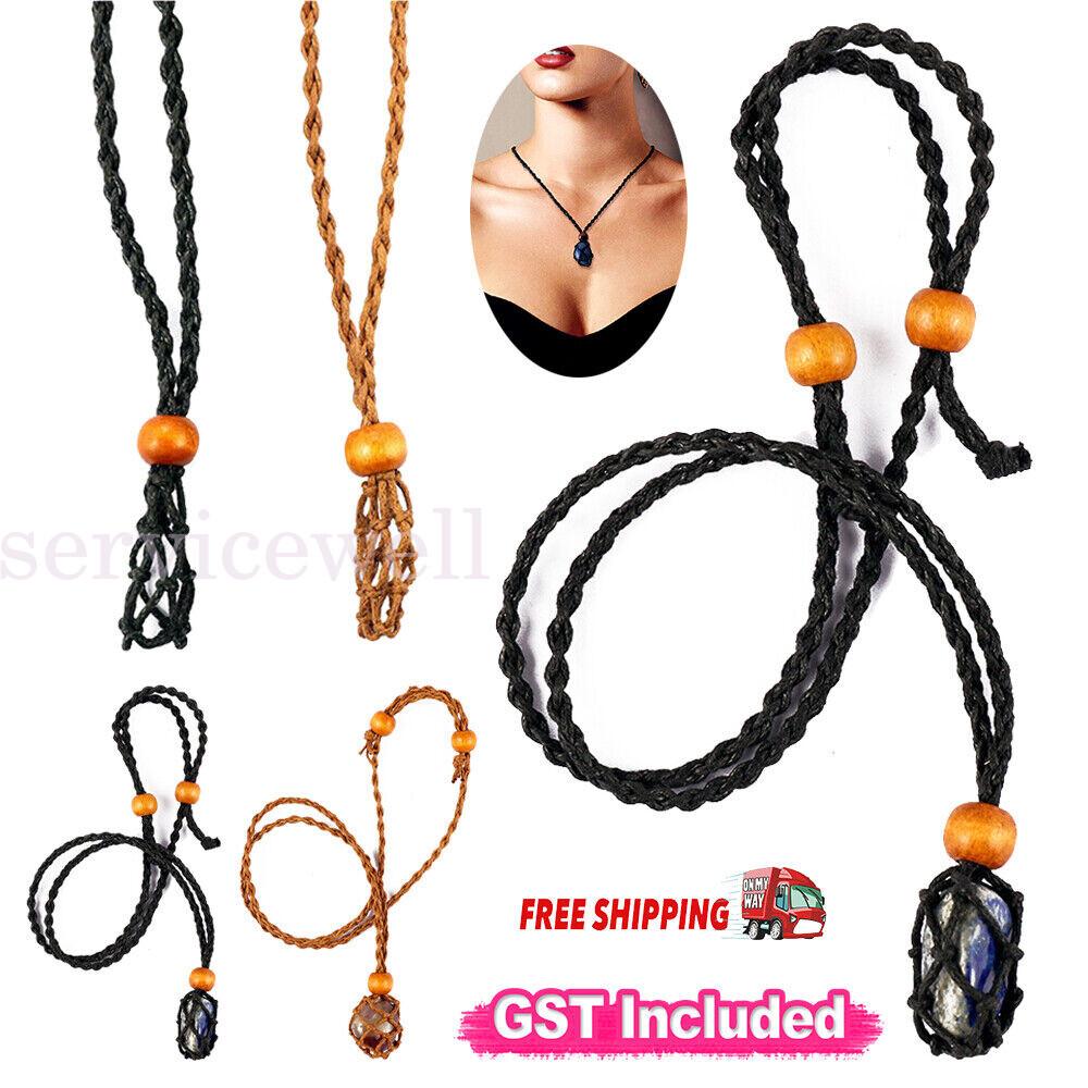 Empty Stone Holder Necklace DIY Crystal Quartz Gemstone Cage Rope Cord Pendant