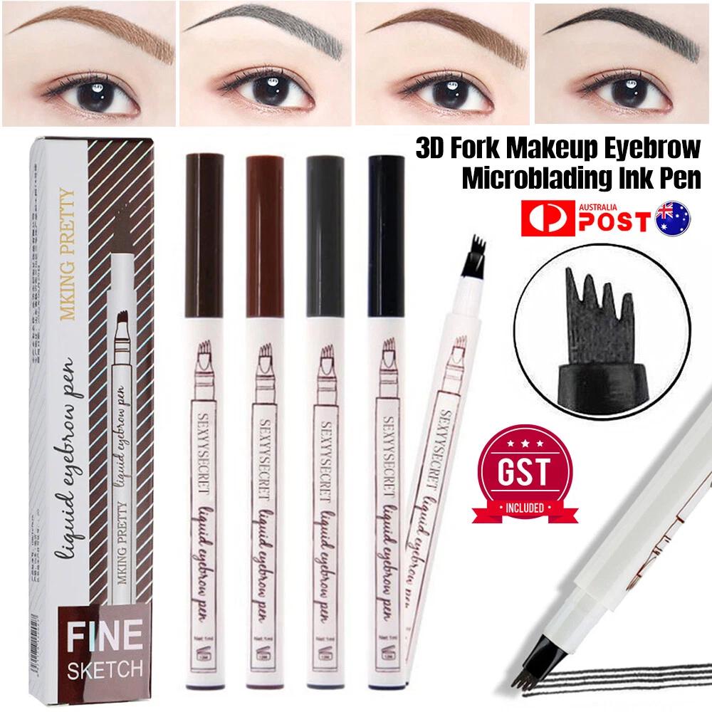 Eyebrow Pencil Microblading Tattoo Waterproof Fork Tip 3D Makeup Ink 4 fork Pen